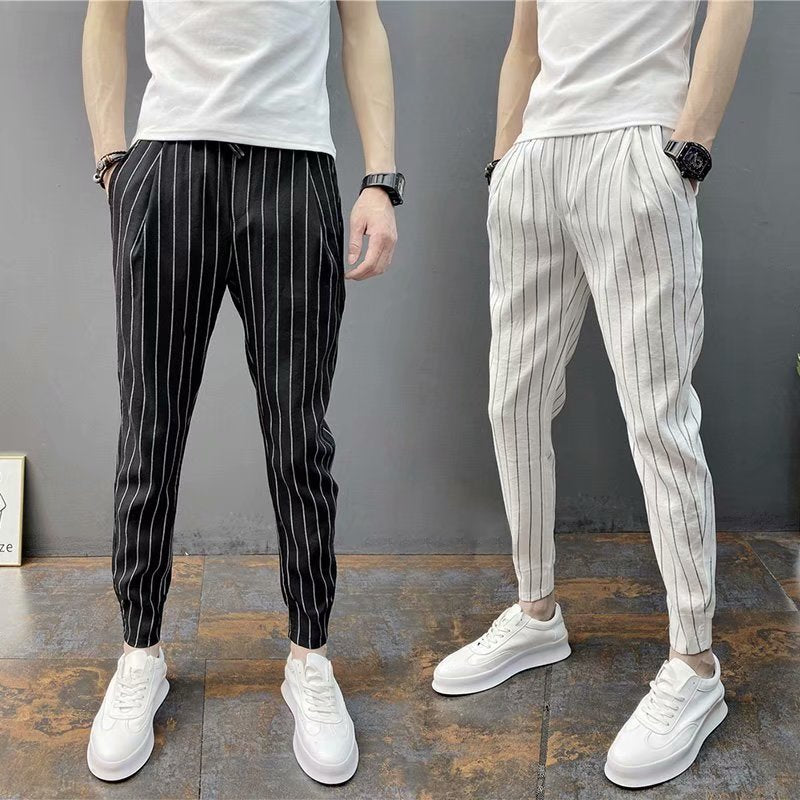 Mens Striped Casual Tapered Pants