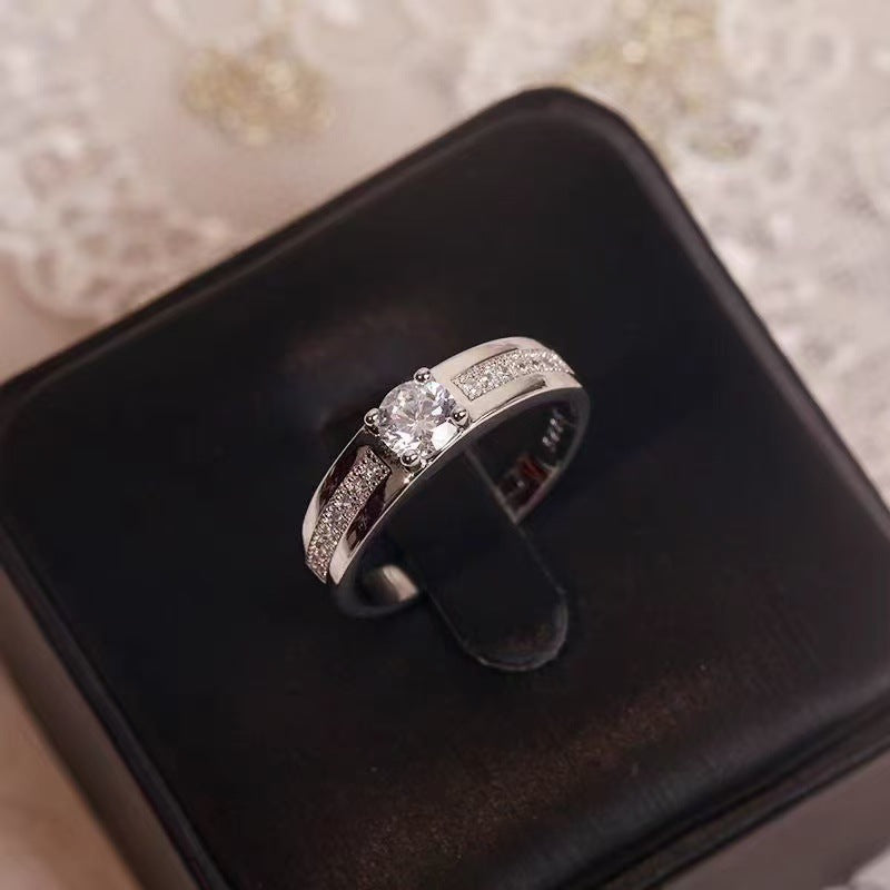 Six-prong imitation diamond ring