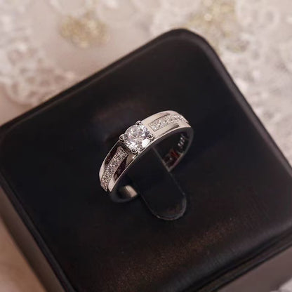 Six-prong imitation diamond ring