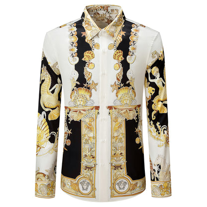 Mens Slim Fit Printed Long Sleeve Shirt