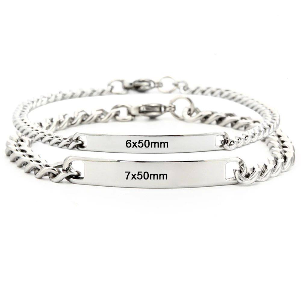 Custom Engraved Stainless Steel Bracelet with CZ Pendant