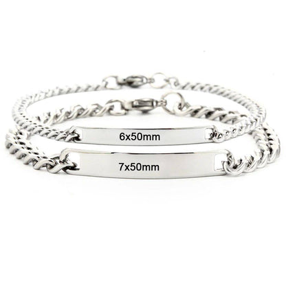 Custom Engraved Stainless Steel Bracelet with CZ Pendant