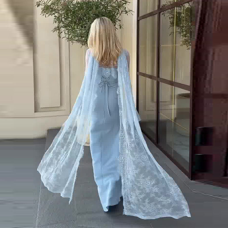 Womens Ruffled Long Sleeve Elegant Dress