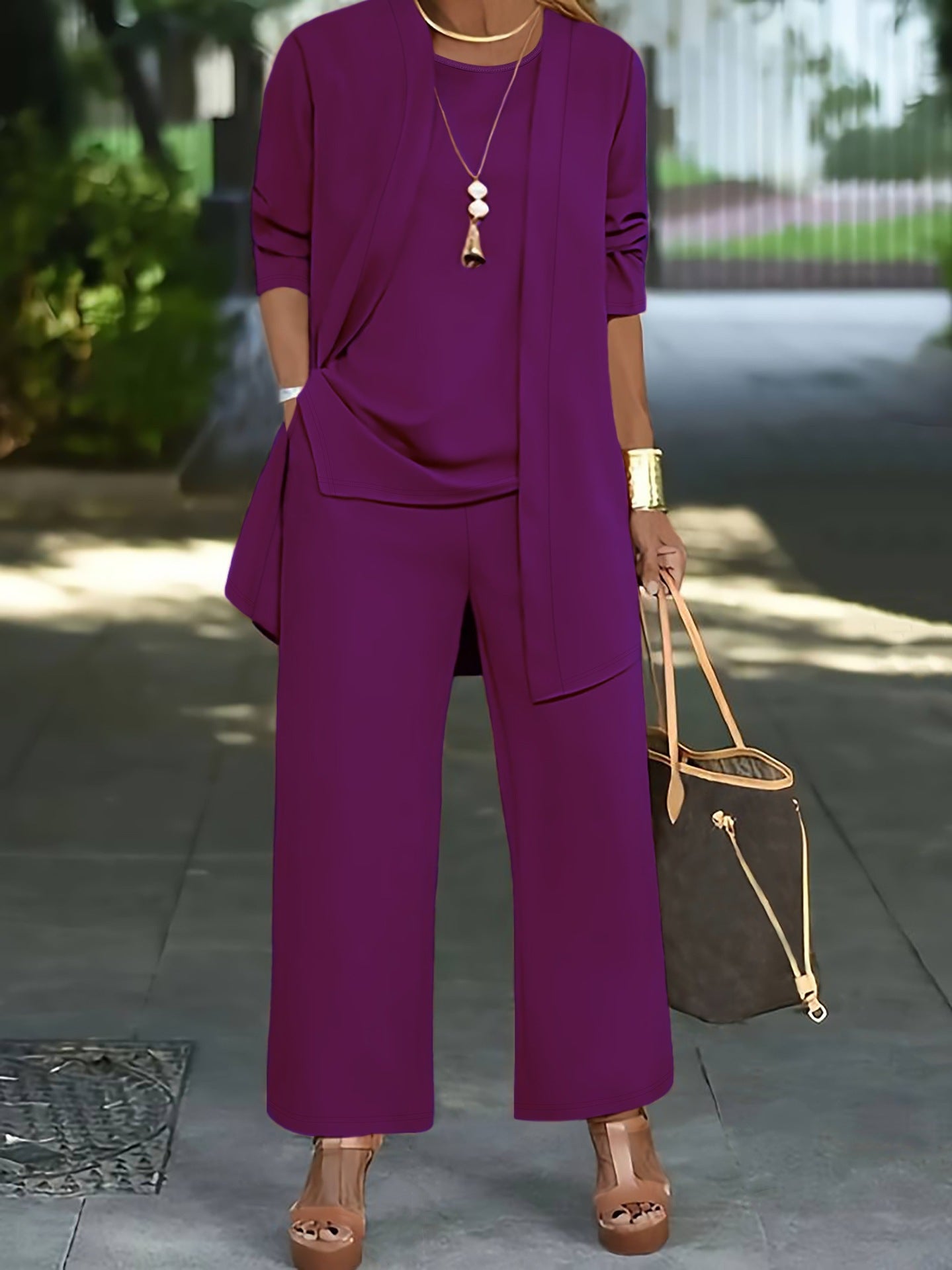 Women's Solid Color Three-Piece Casual Suit
