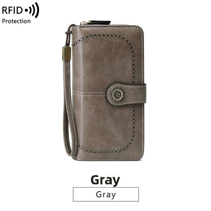 Long-style zipper anti-magnetic wallet