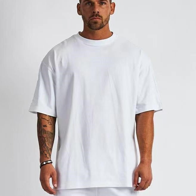 Solid color short-sleeve cotton T-shirt Men