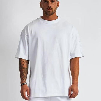 Solid color short-sleeve cotton T-shirt Men