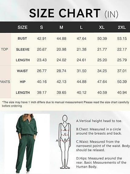 Women's Casual Half-Zip Sweatshirt and Sweatpants Set