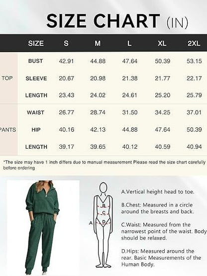 Women's Casual Half-Zip Sweatshirt and Sweatpants Set