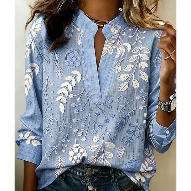 Womens Digital Print Pullover Blouse