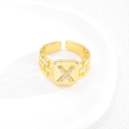 European and American ring letter series jewelry strap design letter opening ring