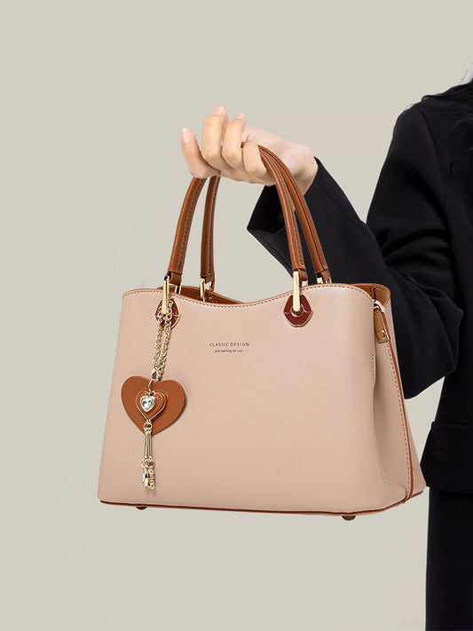 Blush Structured Handbag with Heart Charm