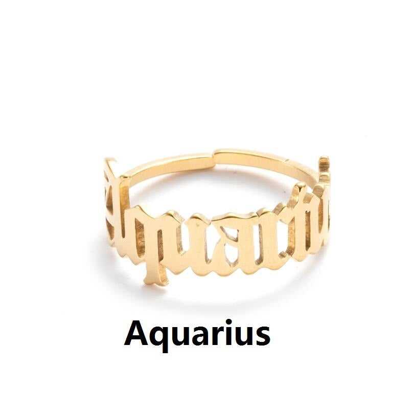 New Stainless Steel Ring Women's ins Colorless European and American Opening Retro Simple English Letter Ring Men