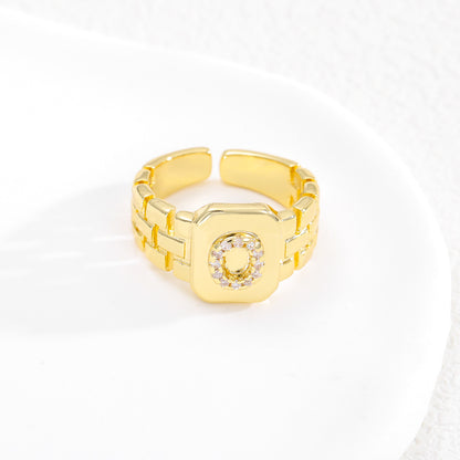 European and American ring letter series jewelry strap design letter opening ring