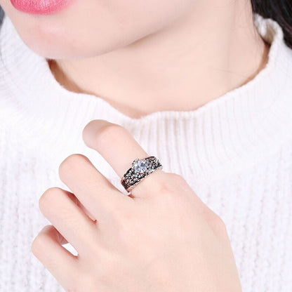 European American Design Skull Rings for Women Men Gothic Punk Jewelry Flower Heart CZ Crystal Finger Skeleton Vintage Ring
