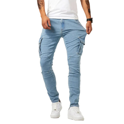 Men's Cotton Casual Cargo Pants with Multiple Pockets