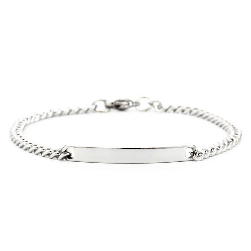 Custom Engraved Stainless Steel Bracelet with CZ Pendant