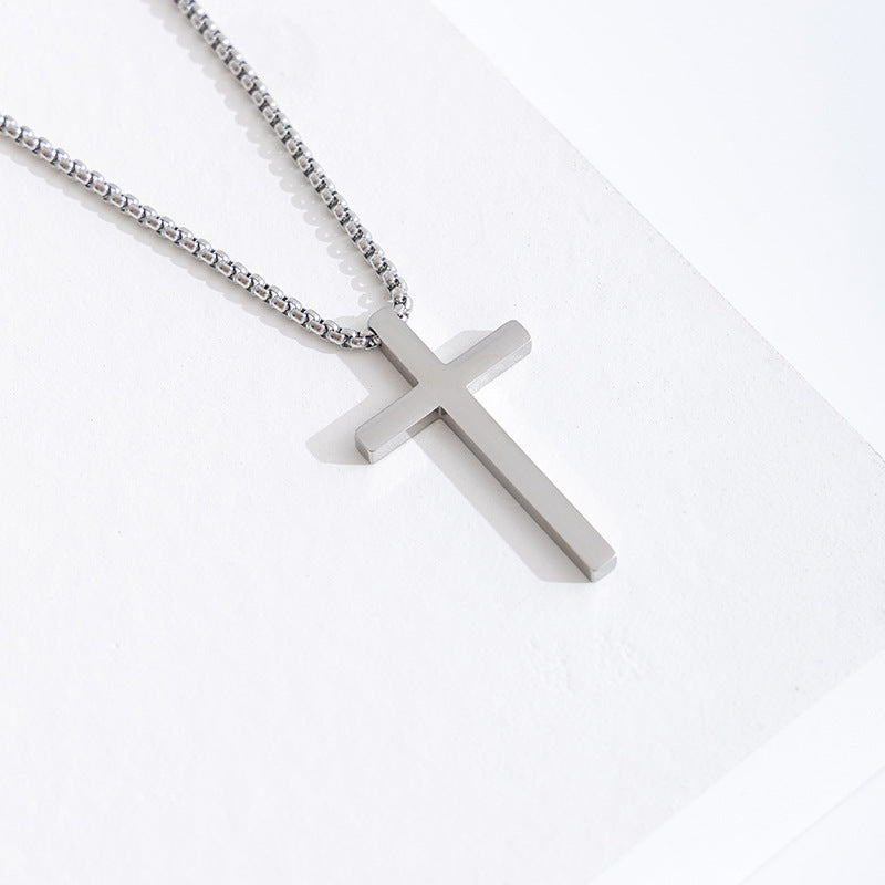 Adjustable Stainless Steel Cross Pendant Necklace