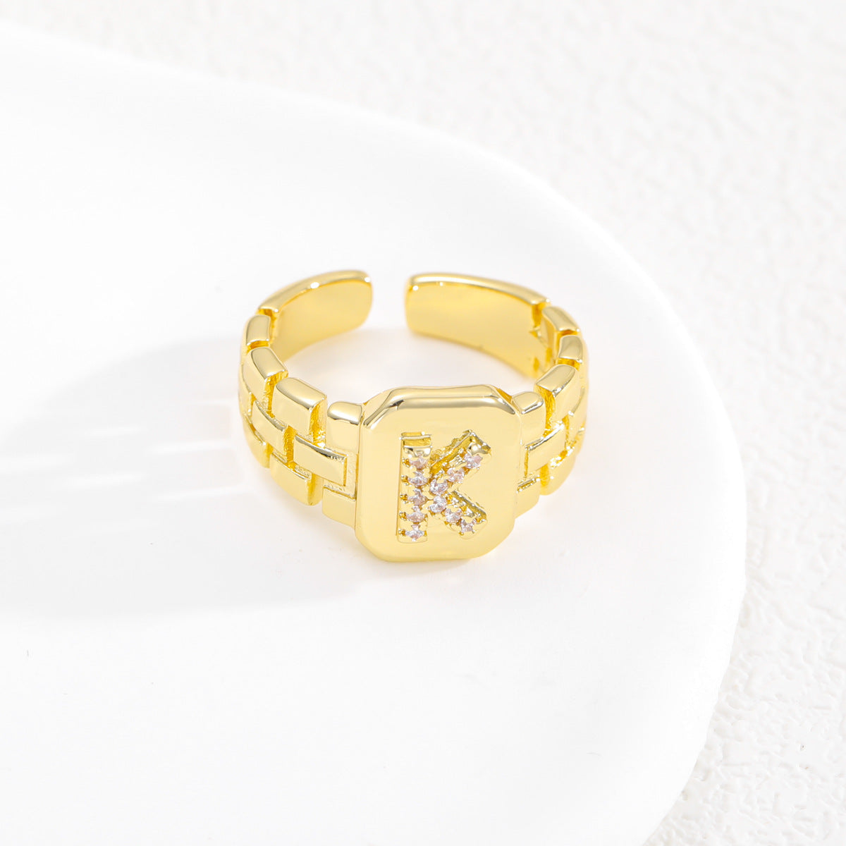 European and American ring letter series jewelry strap design letter opening ring