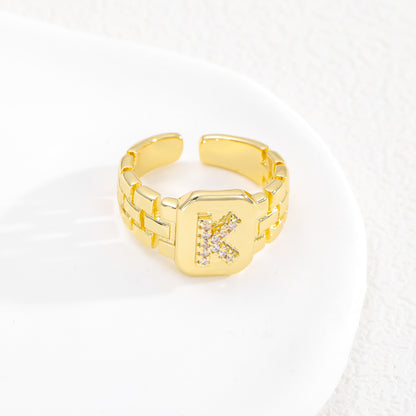 European and American ring letter series jewelry strap design letter opening ring