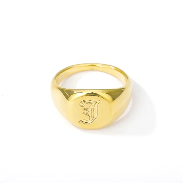 A-Z Letter Initial Rings for Women Goth Chunky Wide Stainless Steel Alphabet Men Ring 2024 Trendy Wedding Couple Jewelry anillos