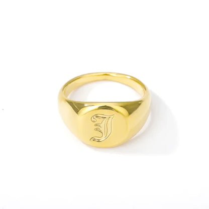 A-Z Letter Initial Rings for Women Goth Chunky Wide Stainless Steel Alphabet Men Ring 2024 Trendy Wedding Couple Jewelry anillos
