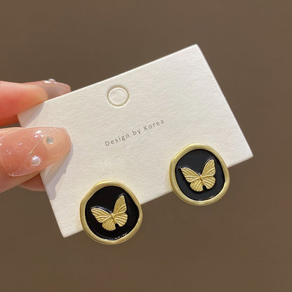 S925 Silver Needle Cat's Eye Small Earrings Female Geometric Square Love Diamond Earrings Simple Atmosphere Earrings