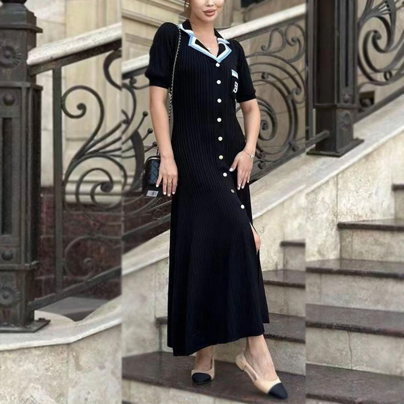Pleated Knit Maxi Dress