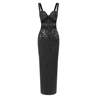 Sheath slip dress that hugs the hips.