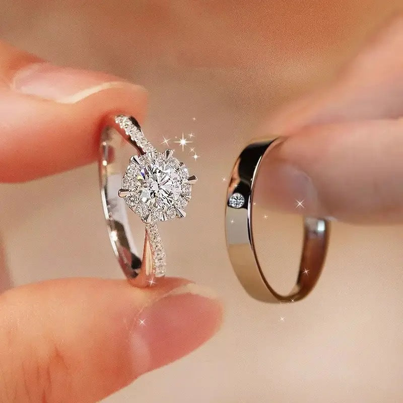 Six-prong imitation diamond ring