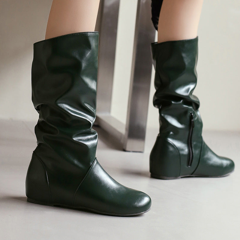 High-top round-toed retro ankle boots