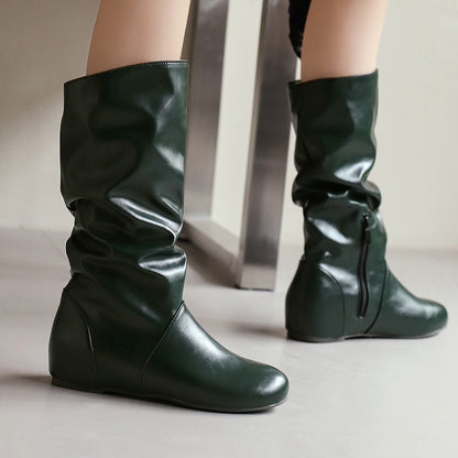 High-top round-toed retro ankle boots