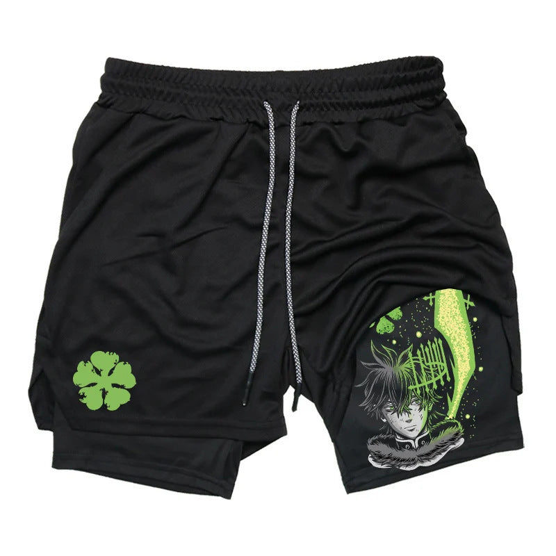 Anime Print Double Layer Casual Shorts