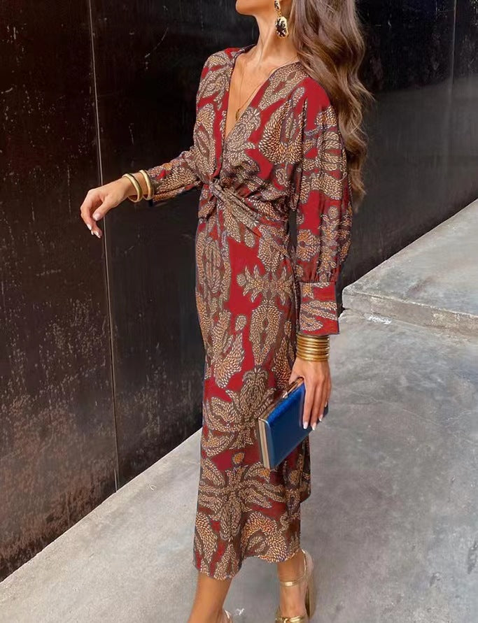 Floral Print A-Line Midi Dress
