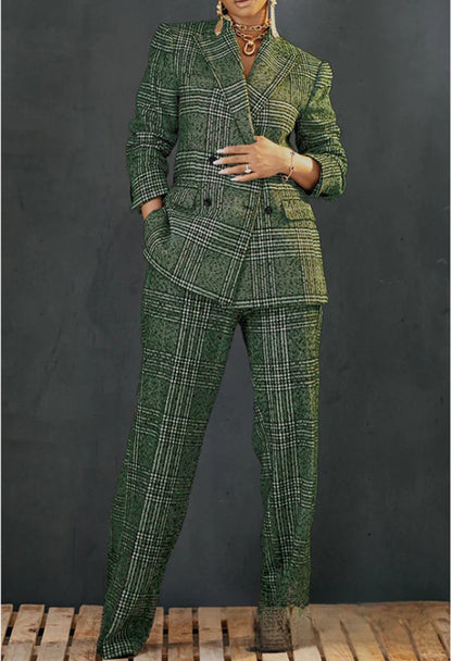 Women's plaid jacket pants