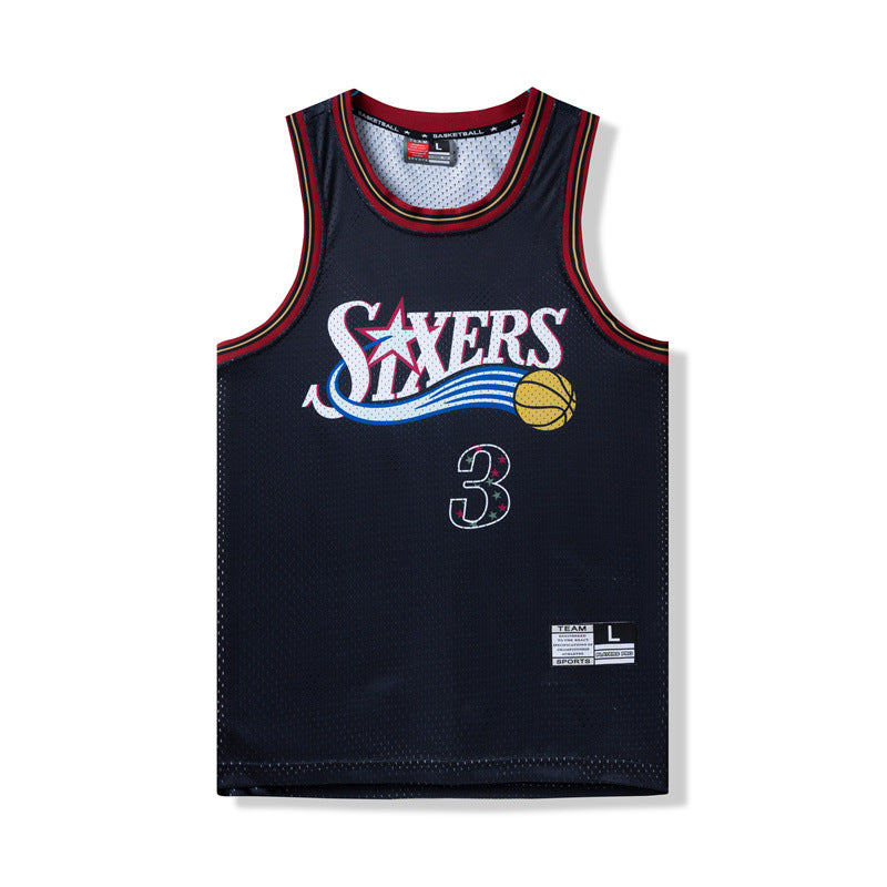 American Retro Mesh Jersey Iverson Maddie Kobe Curry Butler James Digital Print Basketball Vest