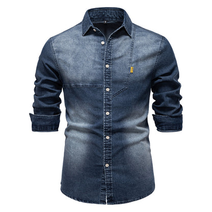Mens Casual Denim Long Sleeve Shirt