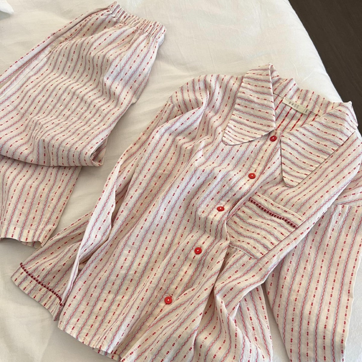 Womens Striped Pajama Set Long Sleeve Home Wear