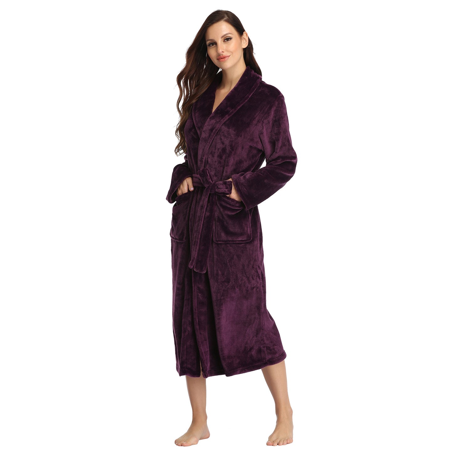 Hooded Flannel Bathrobe for Women