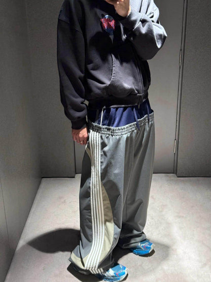 Double-Waist Striped Nylon Sweatpants