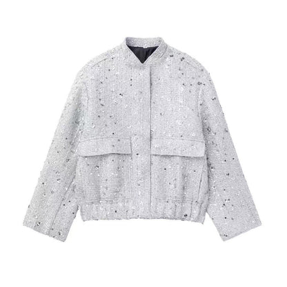 Womens Sequin Embellished Casual Jacket