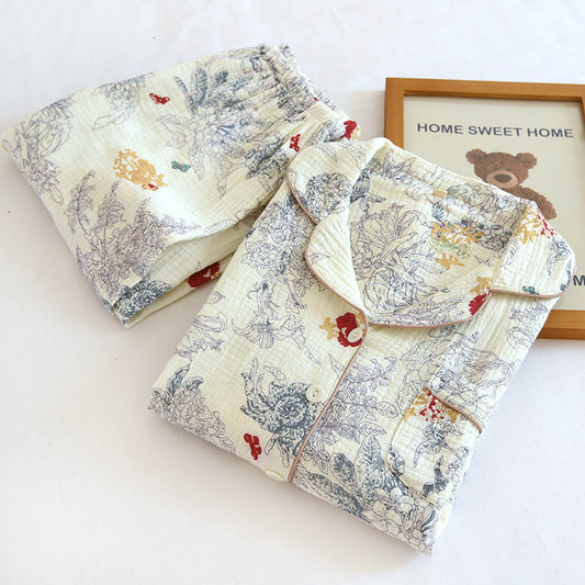 Cotton Pajama Set for Women with Long Sleeve and Pants