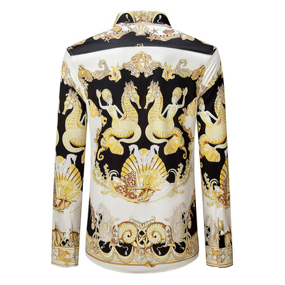 Mens Slim Fit Printed Long Sleeve Shirt