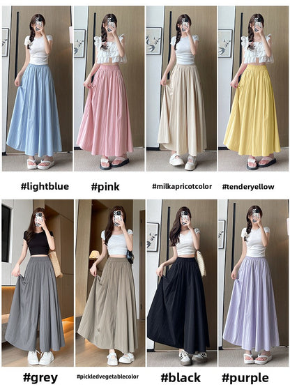 Womens High Waist Wide Leg Skirt Pants