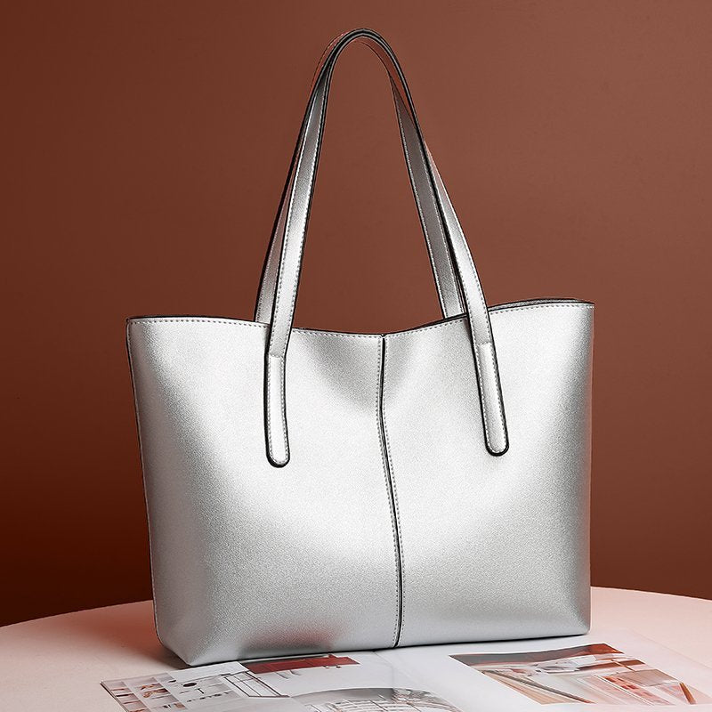 Large-capacity leather shoulder bag