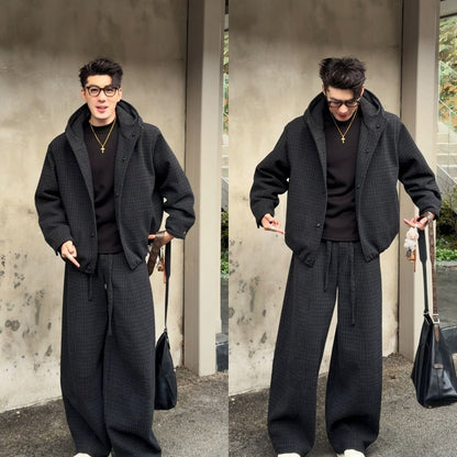 Mens Retro Casual Jacket and Pants Set