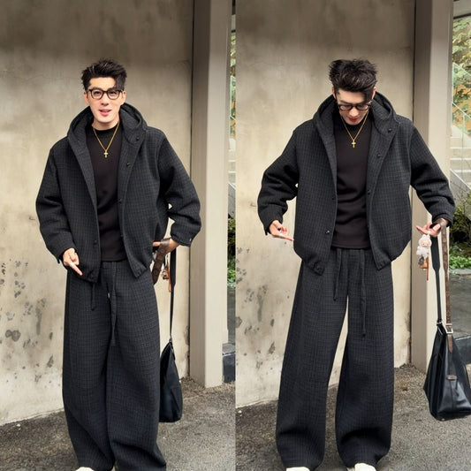Mens Retro Casual Jacket and Pants Set