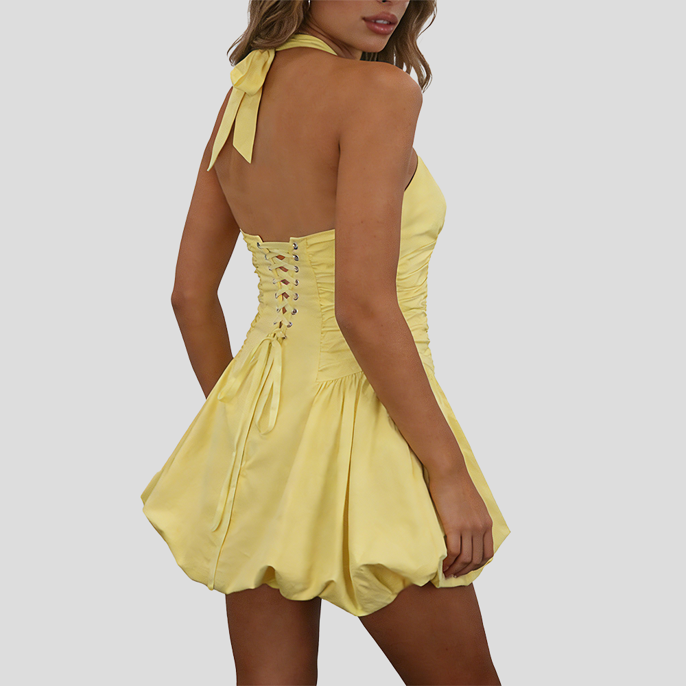 Backless Halter Bubble Dress