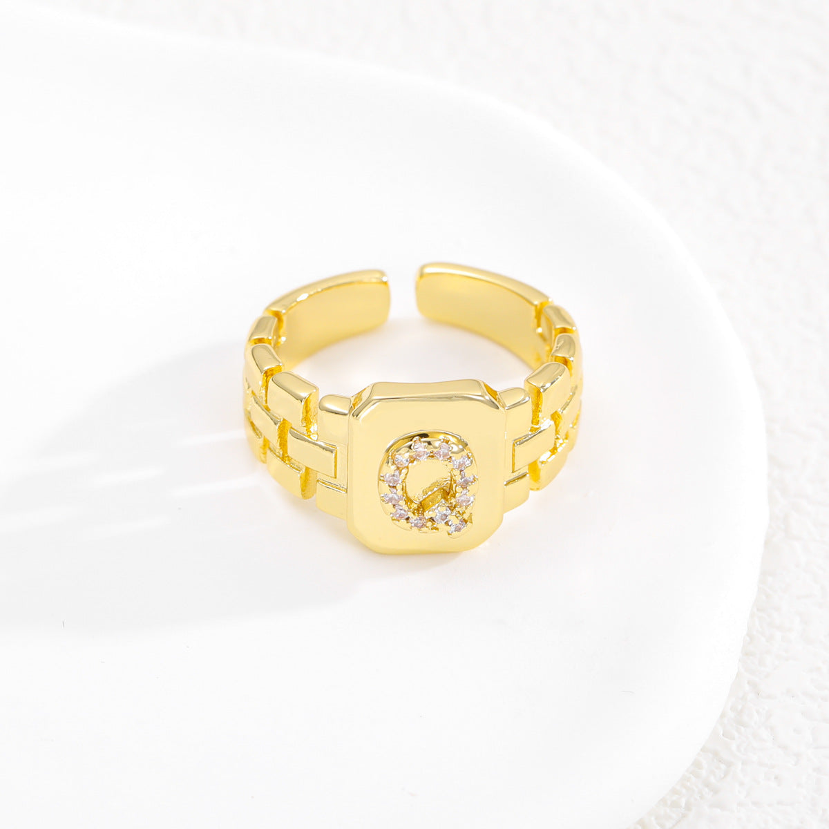 European and American ring letter series jewelry strap design letter opening ring