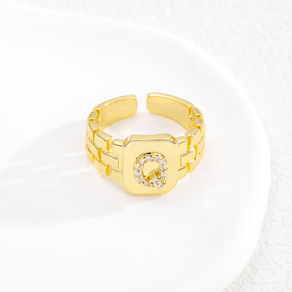 European and American ring letter series jewelry strap design letter opening ring